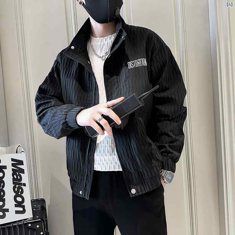 メンズ　ファッション　韓国ファッション　オシャレ　カジュアル　男性用　大歳 ストライプ ジャケット メンズ 春秋 メンズトップス 秋 16,823円