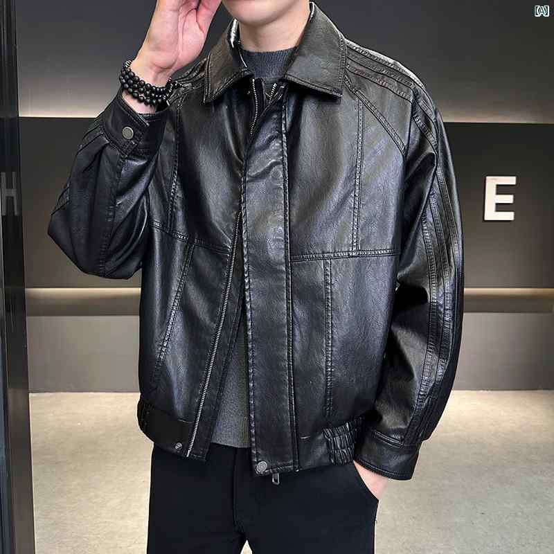 メンズ　ファッション　韓国ファッション　オシャレ　カジュアル　男性用　大歳 レザージャケット メンズ 春秋 新 ハイエンド ショート新 大歳 安定