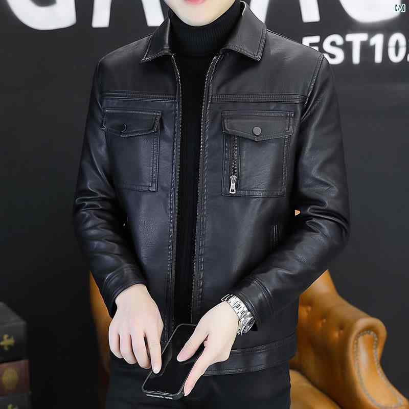 メンズ　ファッション　韓国ファッション　オシャレ　カジュアル　男性用　大歳 防風 レザージャケット メンズ 秋　冬 ファッション ベルベット 作業着 オートバイ ジャケット トップ