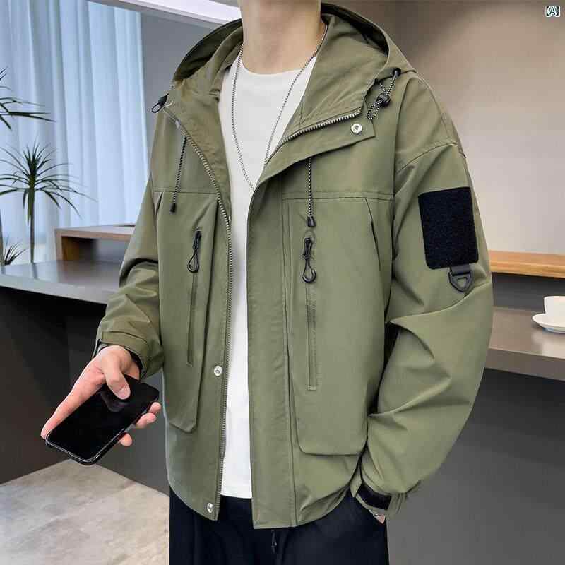 メンズ　ファッション　韓国ファッション　オシャレ　カジュアル　男性用　大歳 フード付き ジャケット メンズ 春秋 ハイエンド カジュアル 快適 アメリカン アウトドア ワークウェア スポーツ トップス
