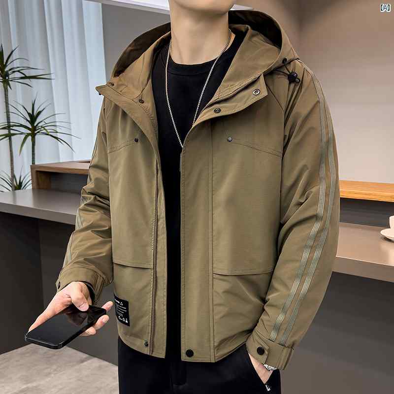 メンズ　ファッション　韓国ファッション　オシャレ　カジュアル　男性用　大歳 ワークウェア フード付き ジャケット メンズ 春秋 カジュアル レトロ アウトドア スポーツ トップス