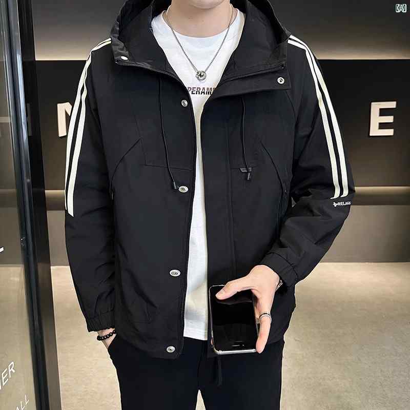 メンズ ファッション 韓国ファッション オシャレ カジュアル 男性用 大歳 春秋 メンズ用 フード付き ワークジャケット ハイエンド スプライシング カジュアル スポーツ トップス