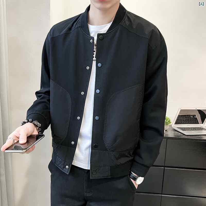 メンズ　ファッション　韓国ファッション　オシャレ　カジュアル　男性用　大歳 アメリカン ニット ベースボール ジャケット メンズ 春秋 ハイエンド ファッション カジュアル モーター サイクル トップス
