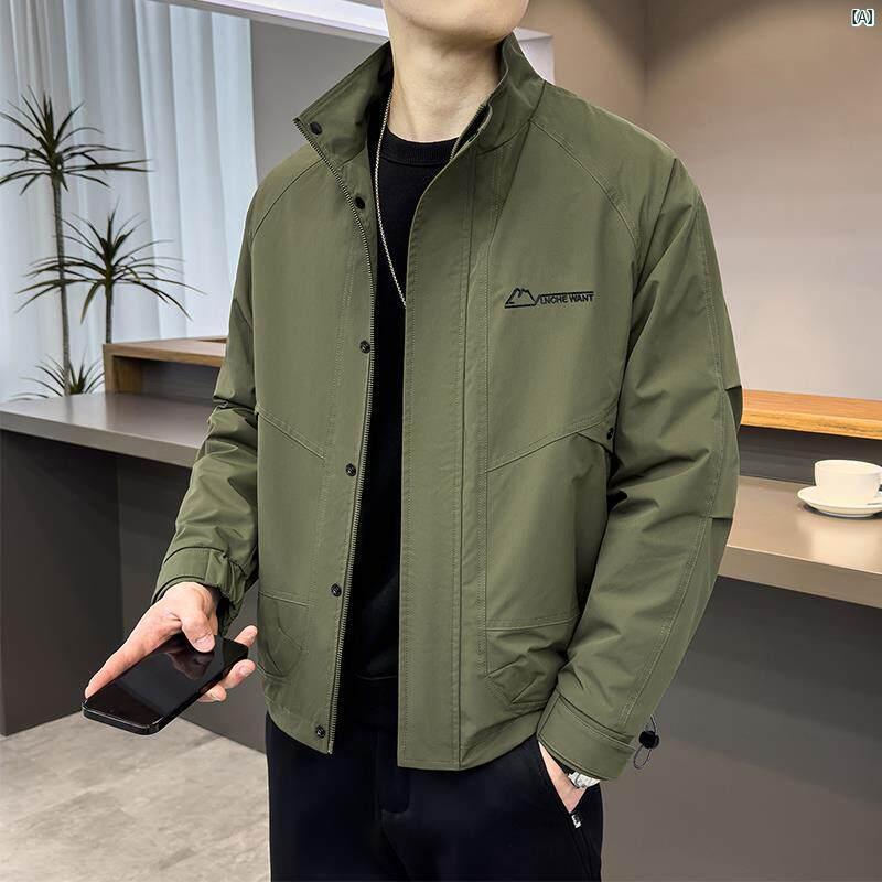 メンズ　ファッション　韓国ファッション　オシャレ　カジュアル　男性用　大歳 大きいサイズ スタンドカラー ワークジャケット メンズ 春秋 ファッション 快適たり カジュアル アウトドア トップス