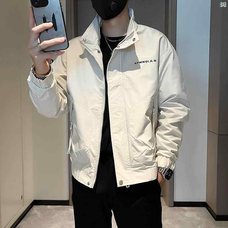 メンズ　ファッション　韓国ファッション　オシャレ　カジュアル　男性用　大歳 スタンドカラー ワークジャケット メンズ 春秋 ハイエンド 快適 カジュアル 刺繍 トップス