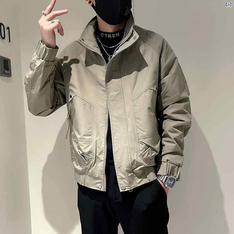 メンズ　ファッション　韓国ファッション　オシャレ　カジュアル　男性用　大歳 春秋 男性用 スプライシング ジャケット カジュアル レトロ アウトドア トップス
