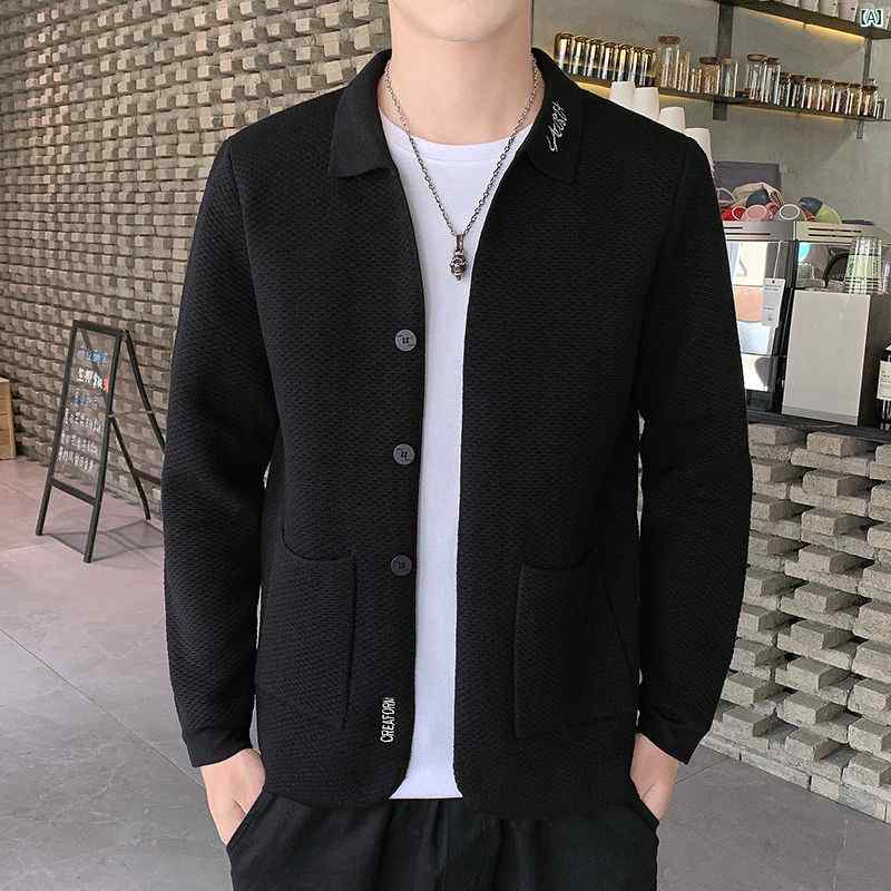 メンズ ファッション 韓国ファッション オシャレ カジュアル 男性用 大歳 秋 冬 男性用 ニットカーディガン セーター ハイエンド ワークウェア ジャケット コート トップ
