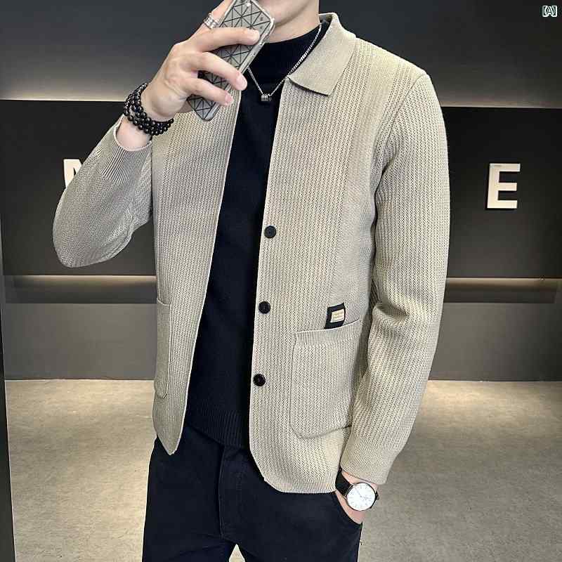 メンズ　ファッション　韓国ファッション　オシャレ　カジュアル　男性用　大歳 無地 ジャケット メンズ 秋　冬 ファッション 快適 ニットカーディガン ショール セーター