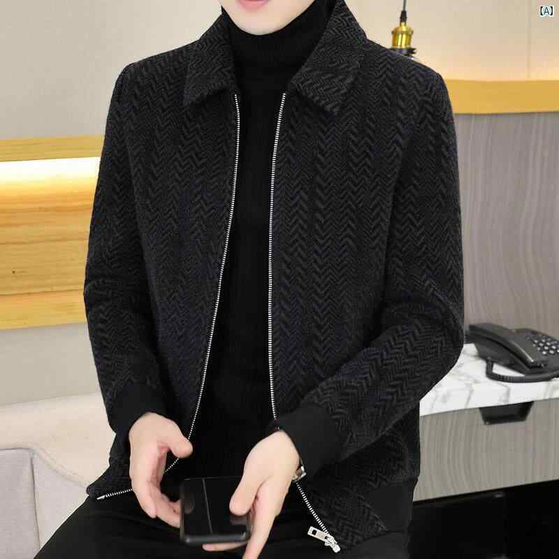 メンズ　ファッション　韓国ファッション　オシャレ　カジュアル　男性用　大歳 高級 ウール ジャケット メンズ 秋　冬 ショート スリム トップス