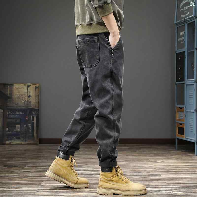 メンズ　ファッション　オシャレ　男性　大歳ストリート 秋 ウォッシュ ジーンズ メンズ アメリカン レトロ ストレート パンツ カジュアル テーパードパンツ