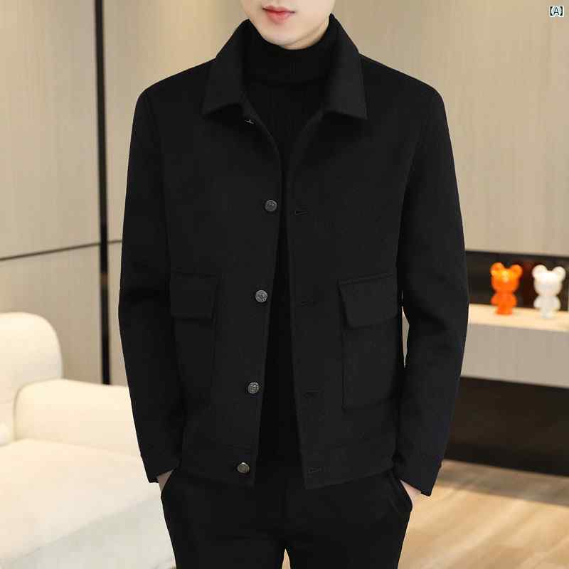 メンズ　ファッション　韓国ファッション　オシャレ　カジュアル　男性用　大歳 ウール ジャケット メンズ 秋　冬 ショート 丈 カジュアル 両面 製 コート
