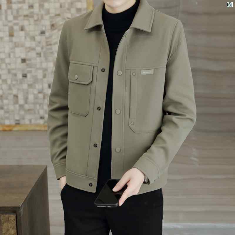 メンズ　ファッション　韓国ファッション　オシャレ　カジュアル　男性用　大歳 メンズ ウール コート 秋　冬 ショート 丈 シンプル カジュアル ジャケット トップス