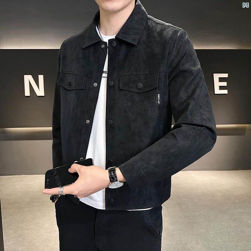 メンズ　ファッション　韓国ファッション　オシャレ　カジュアル　男性用　大歳 スエード ジャケット メンズ 春秋 ハイエンド ファッション スポーツ トップス