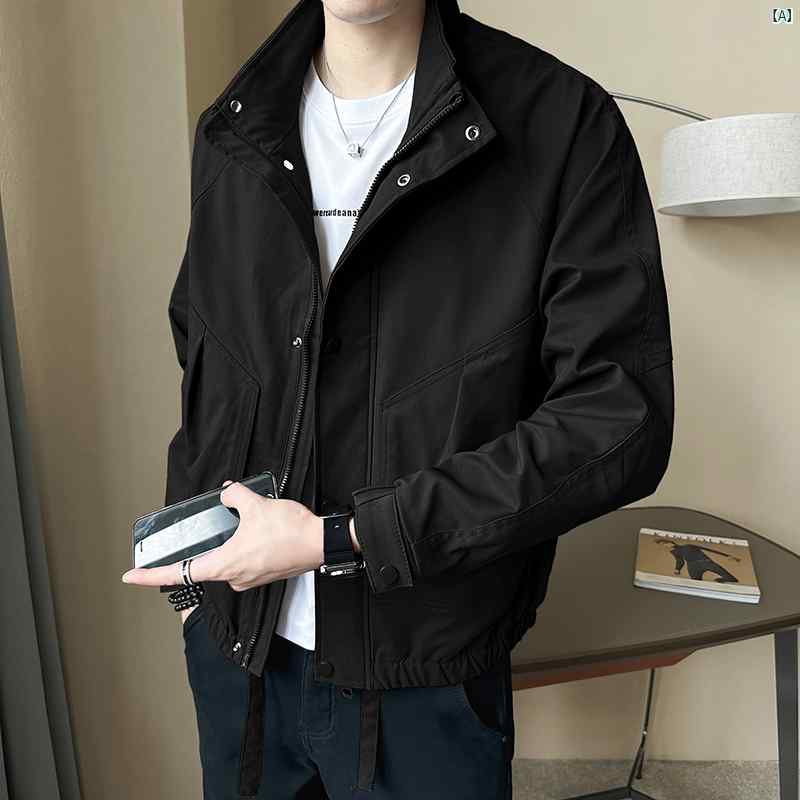 メンズ ファッション 韓国ファッション オシャレ カジュアル 男性用 大歳 スタンドカラー ジャケット メンズ 春秋 ファッション カジュアル 韓国 スポーツ トップス