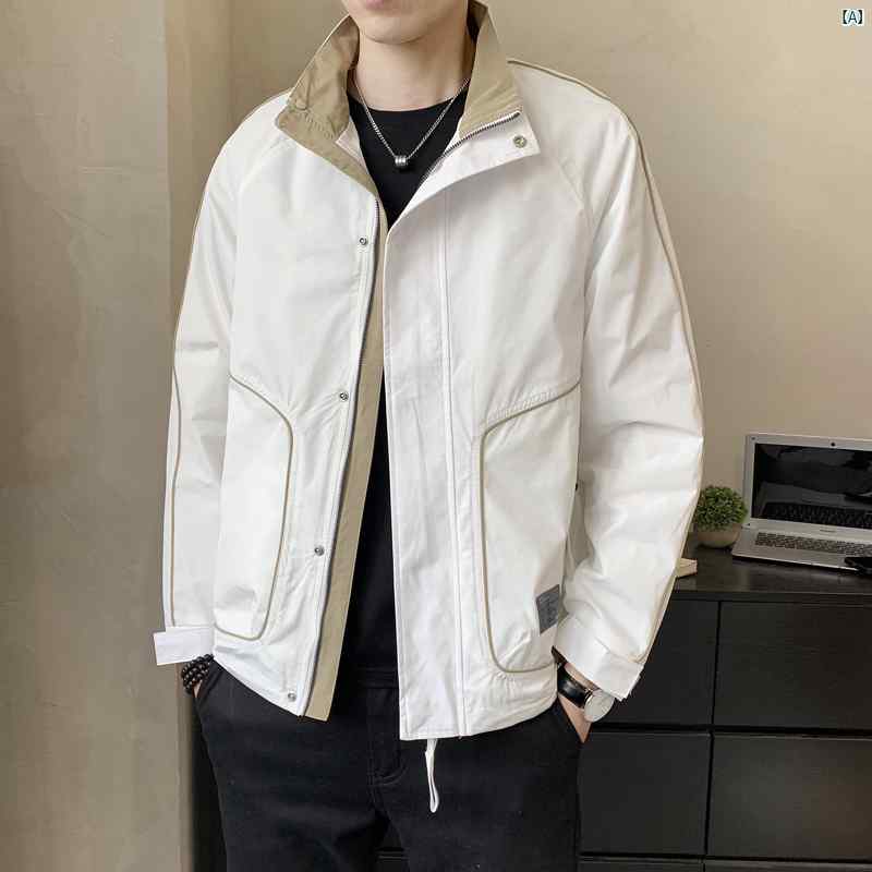 メンズ　ファッション　韓国ファッション　オシャレ　カジュアル　男性用　大歳 ジャケット 春秋 メンズ 薄手 スタンドカラー ハイエンド ストリート クール トップス