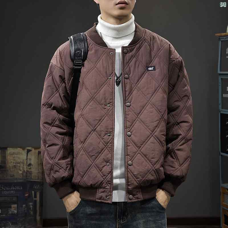 メンズ　ファッション　オシャレ　男性　大歳ストリート 冬 アメリカン チェック メンズ コットンジャケット イン 厚手 野球 ジャケット