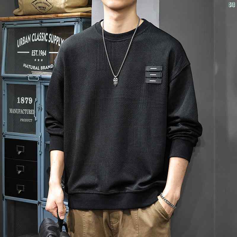 メンズ 流行り物 オシャレ 成人男性 大歳表どおり 秋 冬 ヘビーウェイト ジャカード トレーナー メンズ アメリカン レトロ 馬鹿でかい大きさ プルオーバー 裏起毛 編み目 ラウンド素っ首 とっ始め