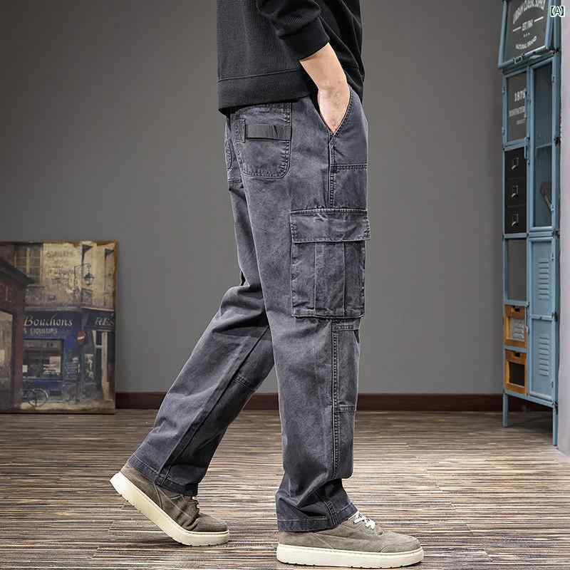 メンズ　ファッション　オシャレ　男性　大歳ストリート アメリカ ストリート 男性用 オーバー オール 秋 レトロ コットン 春 ストレート カジュアル パンツ