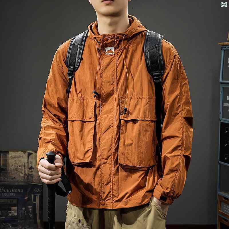メンズ　ファッション　オシャレ　男性　大歳ストリート 夏 アウトドア スポーツ 作業着 日焼け防止 服 メンズ 冷感 速乾 皮膚 フード付き 薄型 ジャケット