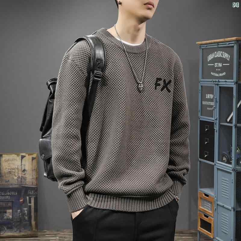 メンズ　男性 ファッション 韓国 オシャレ たり 大歳ストリート 秋　冬 ファッション レトロ ニット セーター ラウンドネック カジュアル 冬 大きいサイズ