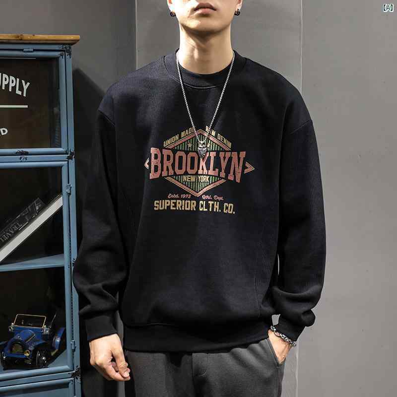 メンズ 成人男性  流行り物 韓国 オシャレ たり 大歳表どおり 春 アメリカン 流行り物 朦々たる 秋 長袖 レトロ トレーナー 馬鹿でかい大きさ 綿織物上衣