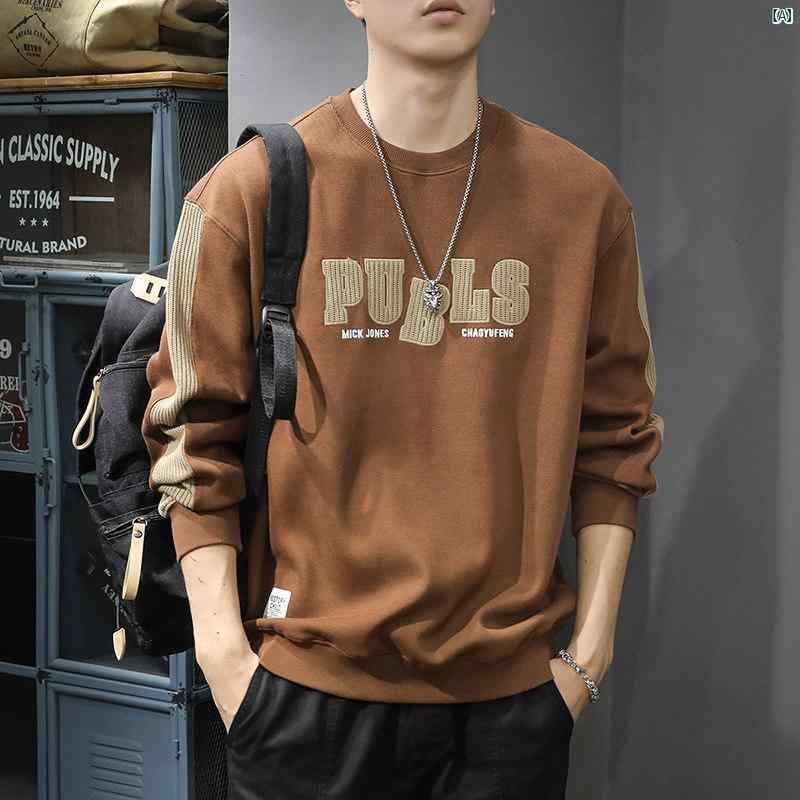 メンズ　ファッション　オシャレ　男性　大歳ストリート 秋 スプライシング 色 スウェットシャツ メンズ アメリカン ヘビーウェイト ラウンドネック 長袖 春 カジュアル スポーツ ジャケット