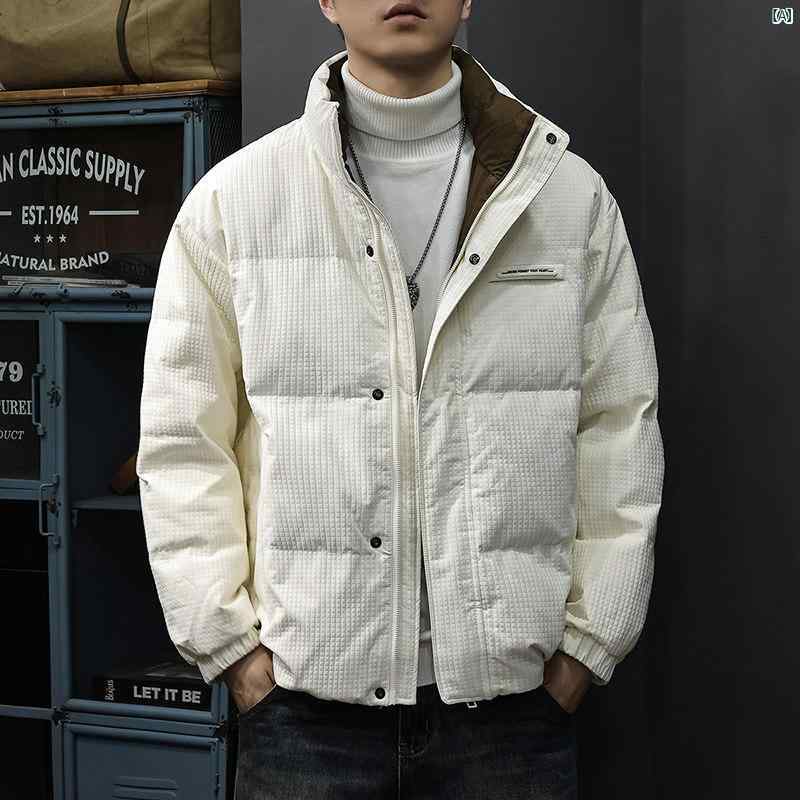 メンズ　ファッション　オシャレ　男性　大歳ストリート 標準 90 ダック ダウン テクスチャ スタンドカラー ジャケット 男性 冬 たり 大きいサイズ 軽量 薄手 パン