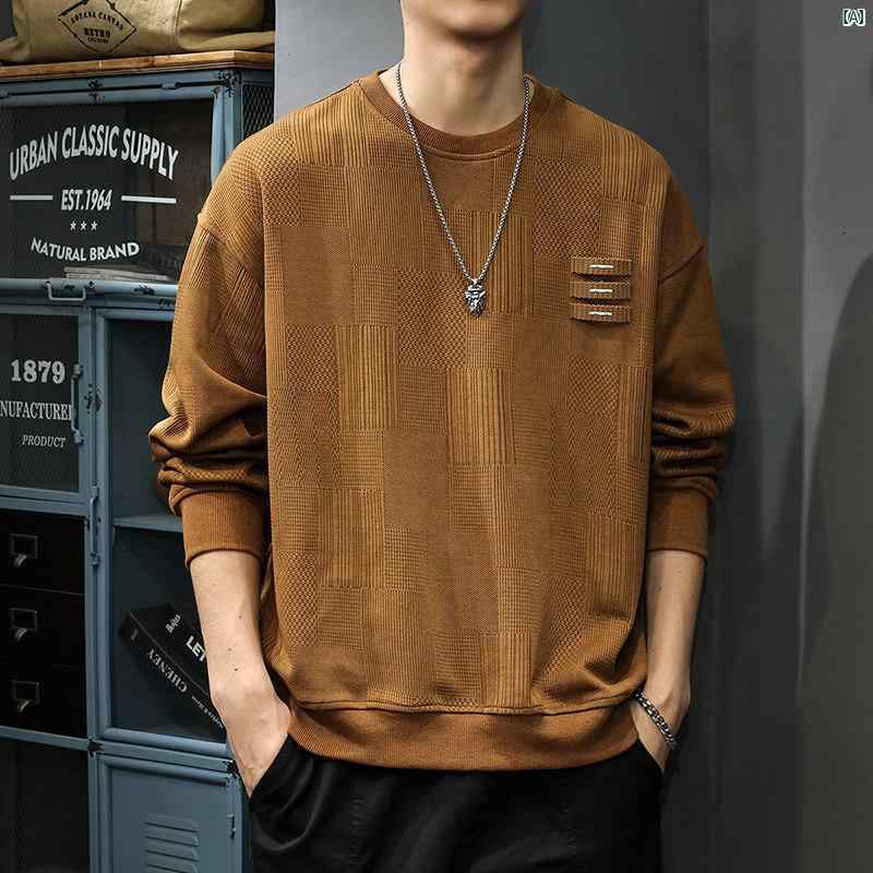 メンズ 成人男性  流行り物 韓国 オシャレ たり 大歳表どおり 秋 冬 天鵞絨 スプライシング 編み物 スウェーター アメリカン 心地好い ティーシャツ 上衣 甚だしい ジャカード プルオーバー
