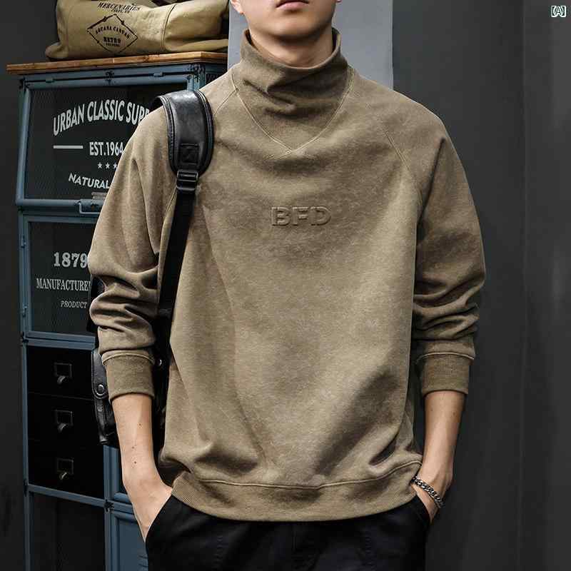 メンズ 成人男性  流行り物 韓国 オシャレ たり 大歳表どおり 秋 水茎の跡 消し印 ハイネック トレーナー アメリカン レトロ タイダイ柄 ウォッシュ 馬鹿でかい大きさ ボト プルオーバー
