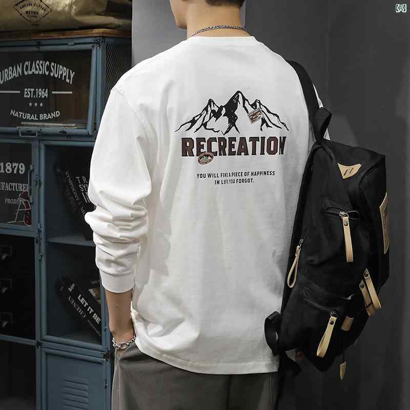 メンズ　男性 ファッション 韓国 オシャレ たり 大歳ストリート アメカジ プリント 長袖 Tシャツ たり 大きいサイズ コットン ボトム シャツ 秋 インズ ヘビースウェット
