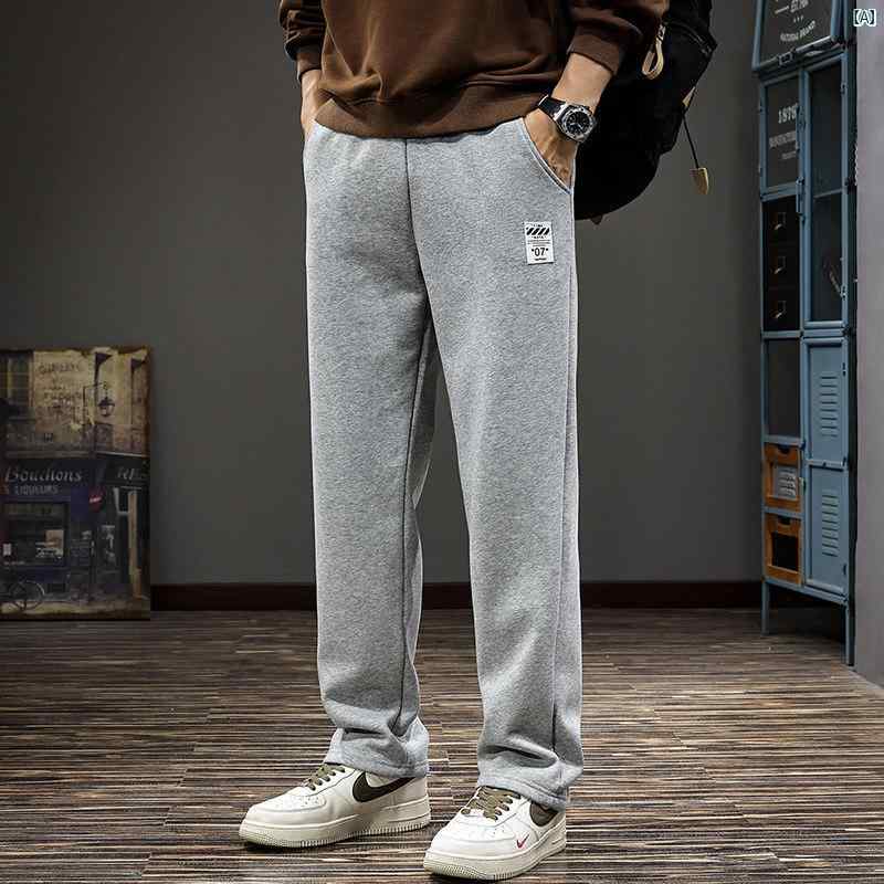 メンズ　男性 ファッション 韓国 オシャレ たり 大歳ストリート 秋 ストレート ドレープ カジュアル パンツ アメリカン ヘビー ニット スポーツ ワイド レッグ スウェットパンツ