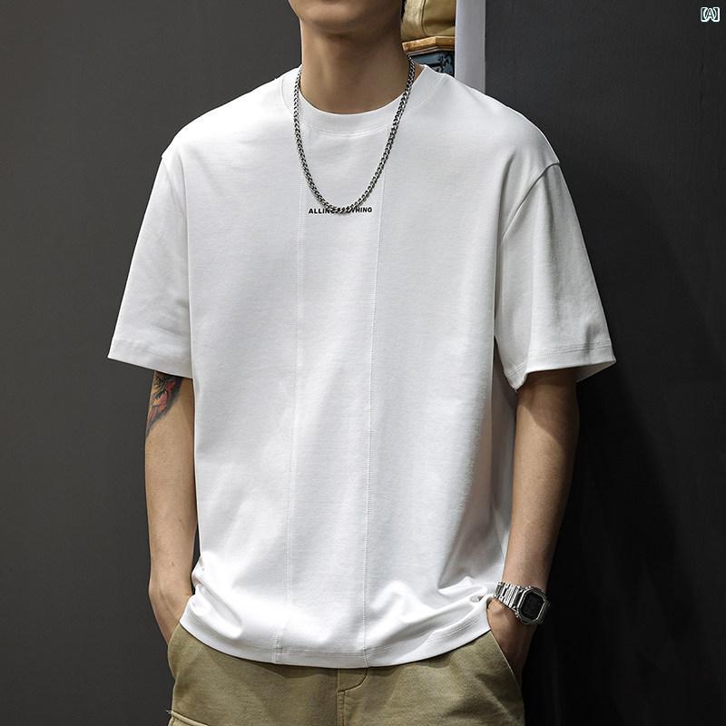 メンズ　男性 ファッション 韓国 オシャレ たり 大歳ストリート 夏 薄手 半袖 Tシャツ 男性用 大きいサイズ 耐久性 アメリカン スプライシング イン シンプル ラウンドネック 5,477円