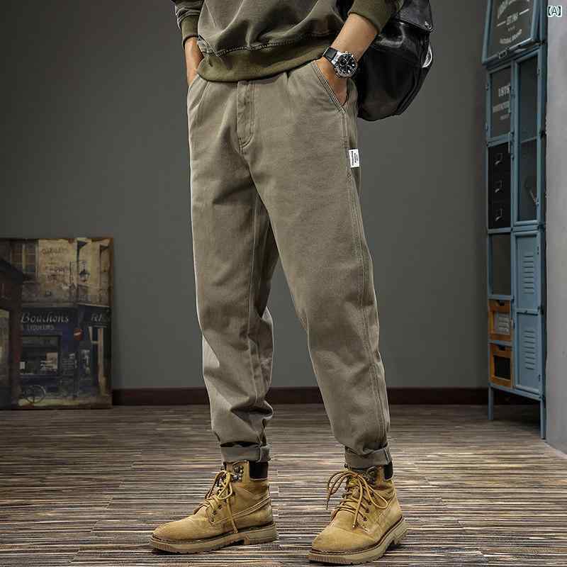 メンズ　男性 ファッション 韓国 オシャレ たり 大歳ストリート 秋 厚手 コットン ストレート カジュアル パンツ アメリカン 春秋 耐久性 ウエスト テーパードパンツ