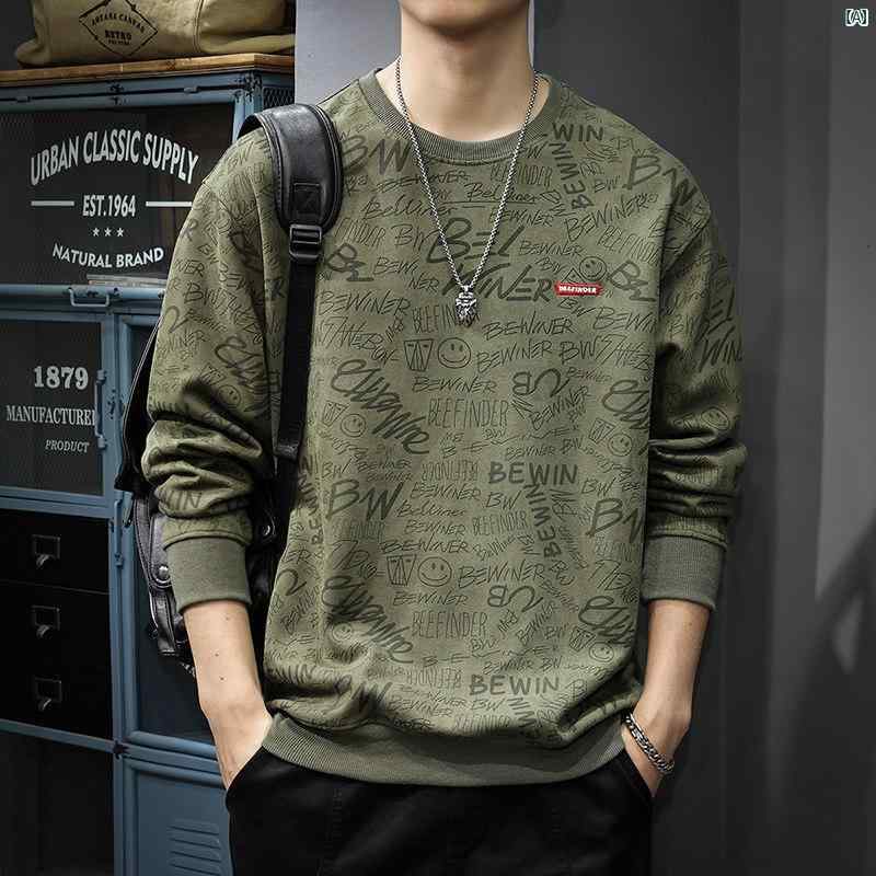 メンズ 成人男性  流行り物 韓国 オシャレ たり 大歳表どおり 秋 スエードクロス ラウンド素っ首 スウェーター アメリカン 流行り物 盛りだくさん 刷り上げる 甚だしい 長袖 とっ始め 上衣