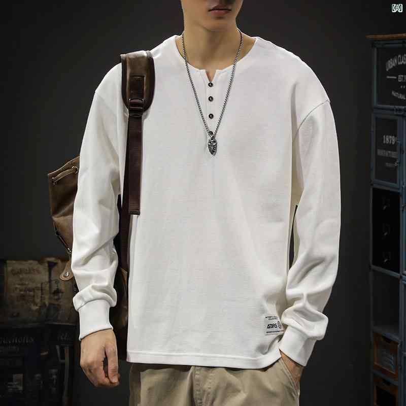 メンズ 成人男性  流行り物 韓国 オシャレ たり 大歳表どおり 春 綿織物 ラウンド素っ首 トレーナー アメリカン 流行り物 ヘンリー 色つや 心地好い 秋 長袖 プルオーバー