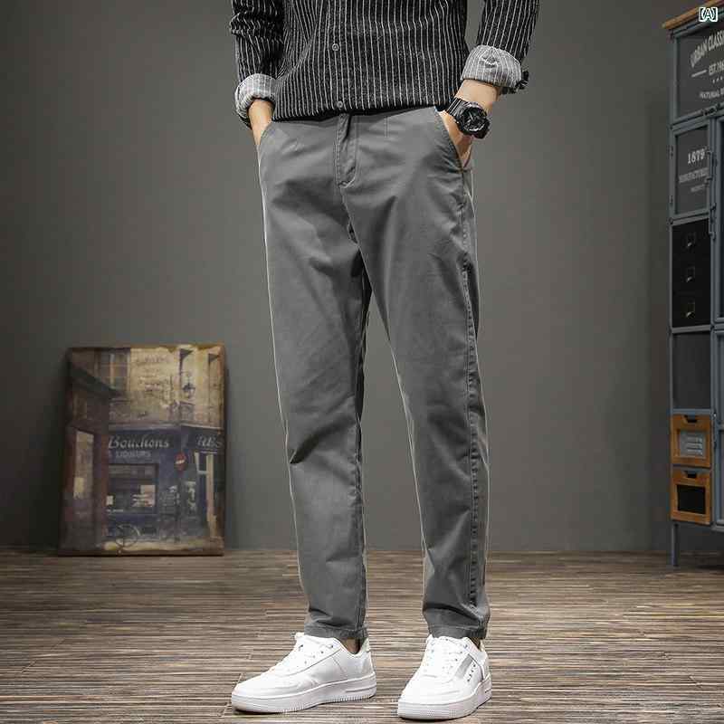 メンズ　ファッション　オシャレ　男性　大歳ストリート 春 ウォッシュ 快適 カジュアル パンツ メンズ スリム ストレート 英国 ヤッピー 秋 ロング