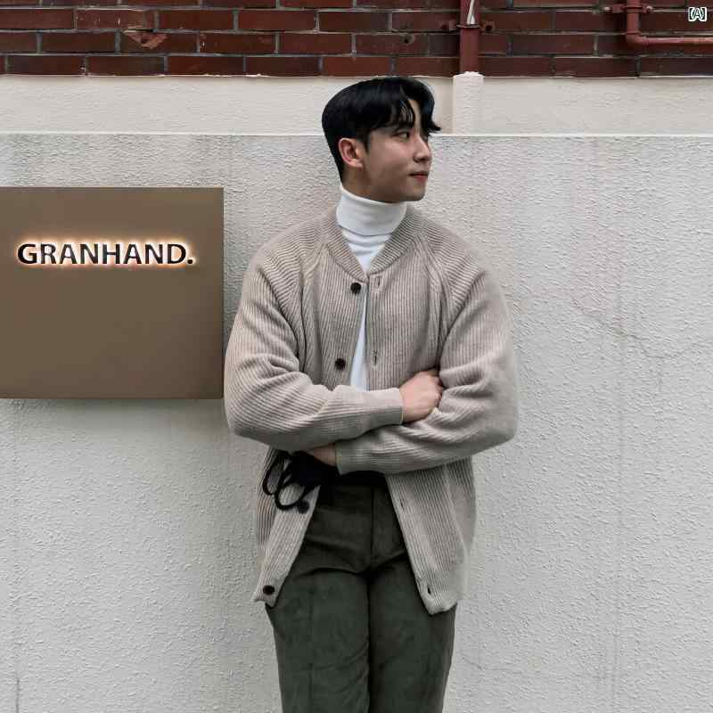 メンズ　ファッション　韓国ファッション　オシャレ　海外風 男性用 製 ニットカーディガン セーター たり 秋　冬 シンプル トップ ジャケット