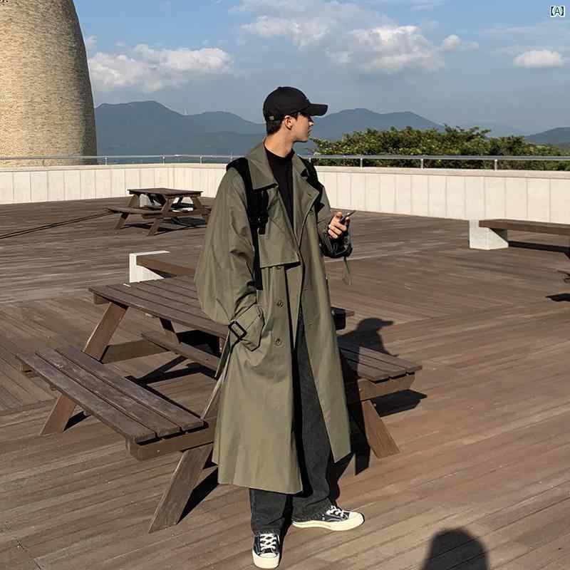 メンズ 流行り物 韓国流行り物 オシャレ 外国で風 上衣 メンズ 真っただ中丈 冬 朦々たる  秋 連合王国 ロング 膝上 アーミーグリーン はたご屋 上衣