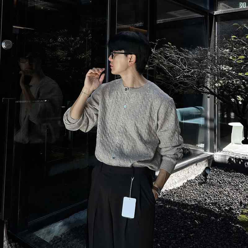 メンズ 流行り物 韓国流行り物 オシャレ 外国で風 秋 冬 メイラード プルオーバー メンズ 生あたたかい 韓国 上衣 ラウンドのど首 セイコー 器械 編み物ジレー