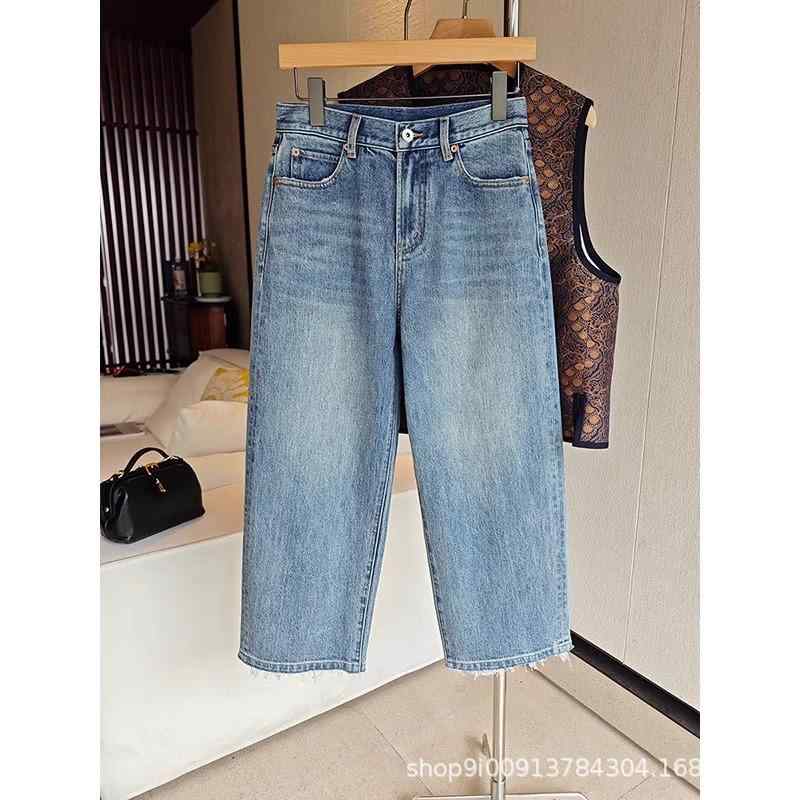 ジーンズ レディース デニムパンツ 九分丈 直筒 ジーパン ズボン ボトムス 普段使い 通勤用 オフィス カジュアル ハイウエスト コットン 綿 無地 サマー ブルー ポケット付き ゆったり シルエット 美脚 脚長効果｜プライムズ商店 8,982円