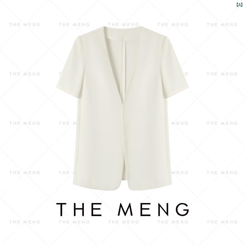 レディース レディース 流行り物 Mengmeng THEMENG 夕まぐれ 夏 半袖 背広 上衣 薄っぺら いの一番 心地よい否 色合い 小っちゃい