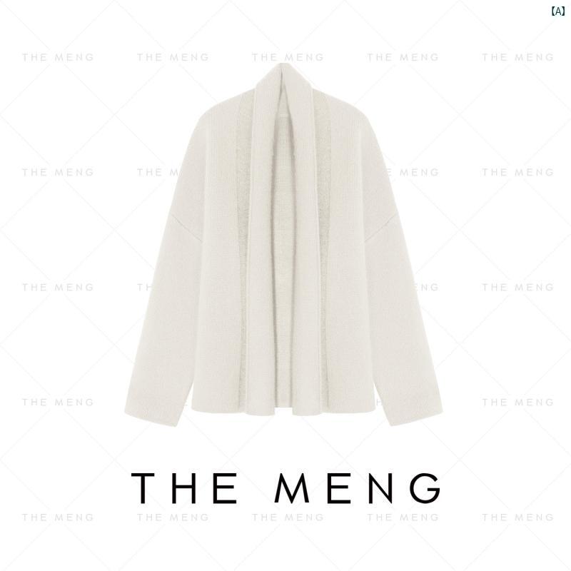 レディース　レディース　ファッション Mengmeng THEMENG Alxa キャメル ウール 混紡 ニット カーディガン 秋　冬 セーター ジャケット