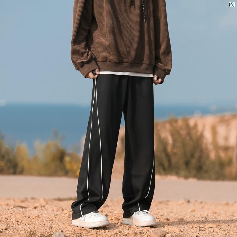 パンツ メンズ アメリカン 斜め ドレープ 大きいサイズ たり ストレート ワイド 秋 スポーツ ズボン
