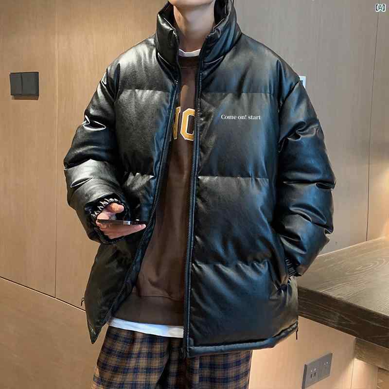 PU なめし革 綿織物 服 メンズ 冬 たり 朦々たる 生あたたかい 照明ランプ色合い 綿織物上衣