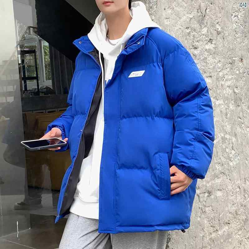 クラインブルー 綿織物 厚地の外套 メンズ 冬 防寒 服 照明ランプ色合い 食麺麭 朦々たる