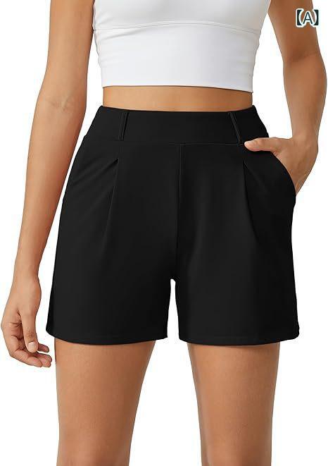 レディース ハイウエスト ショートパンツ 夏用 カジュアル ポケット付き ヨガ フィットネス 伸縮性 切り替え コントラストカラー ストレート シェニール生地 快適 日常使い 中厚手
