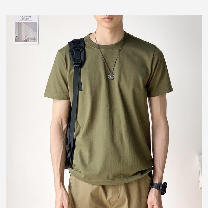 Tシャツ 男性用 半袖 綿 クルーネック ルーズフィット 夏用 防シワ 薄手 日本風レトロ ストライプ カジュアル 普段使い トップス ワイドシルエット 吸湿速乾