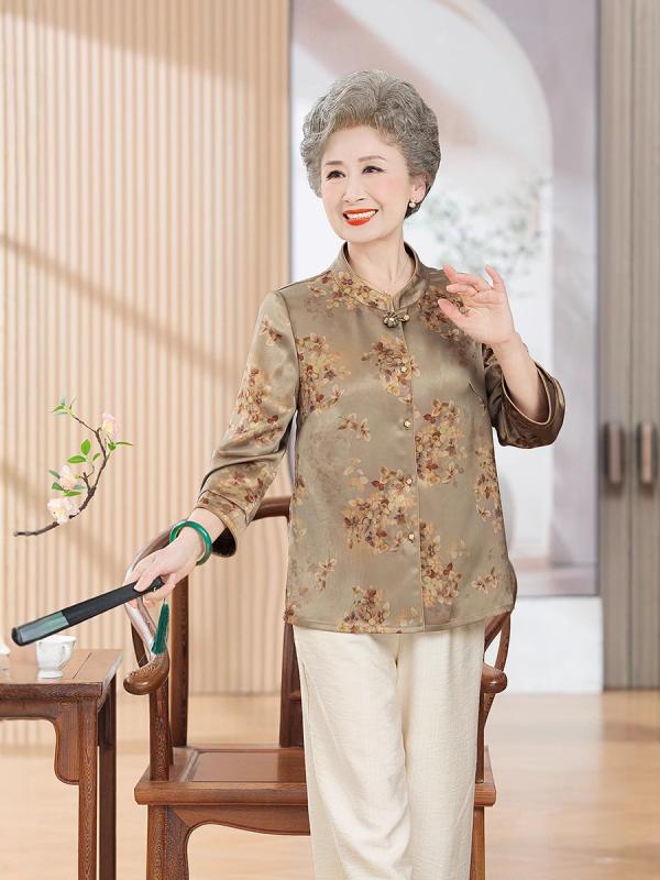レディース 夏 刺しゅう トップ 花柄 丸首 九分袖 ゆったり 馬鹿でかい大きさ 当たること冷感 中国風 レトロ 心地好い トップス 赤 サクラ色 緑 好いたらしい