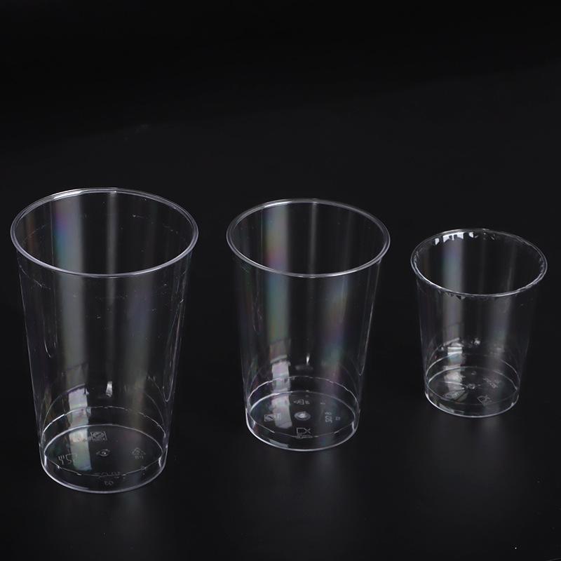 使い捨て カップ プラスチック 透明 鏡面仕上げ 直筒型 100ml 200ml 290ml 容量 茶水用 厚手 PS素材 日常使い 軽量 シンプルデザイン
