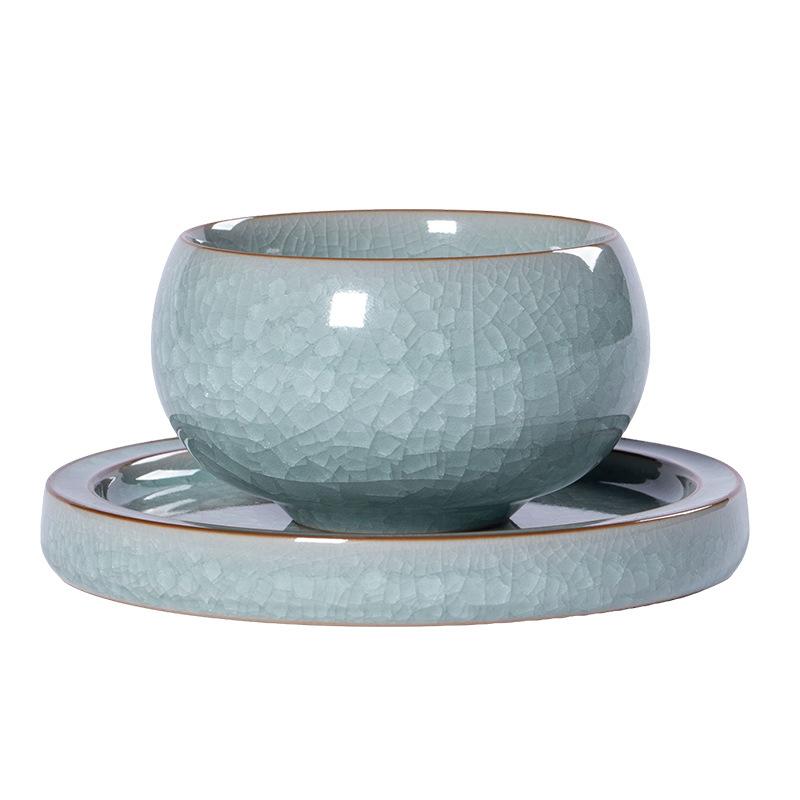 茶碗 龍泉青磁 哥窯 手作り 氷裂貫入 大型 其れ其れ茶碗 功夫茶器 品茗杯 煎茶碗 中華風 レトロ 雅びやか 見舞い客用 単品